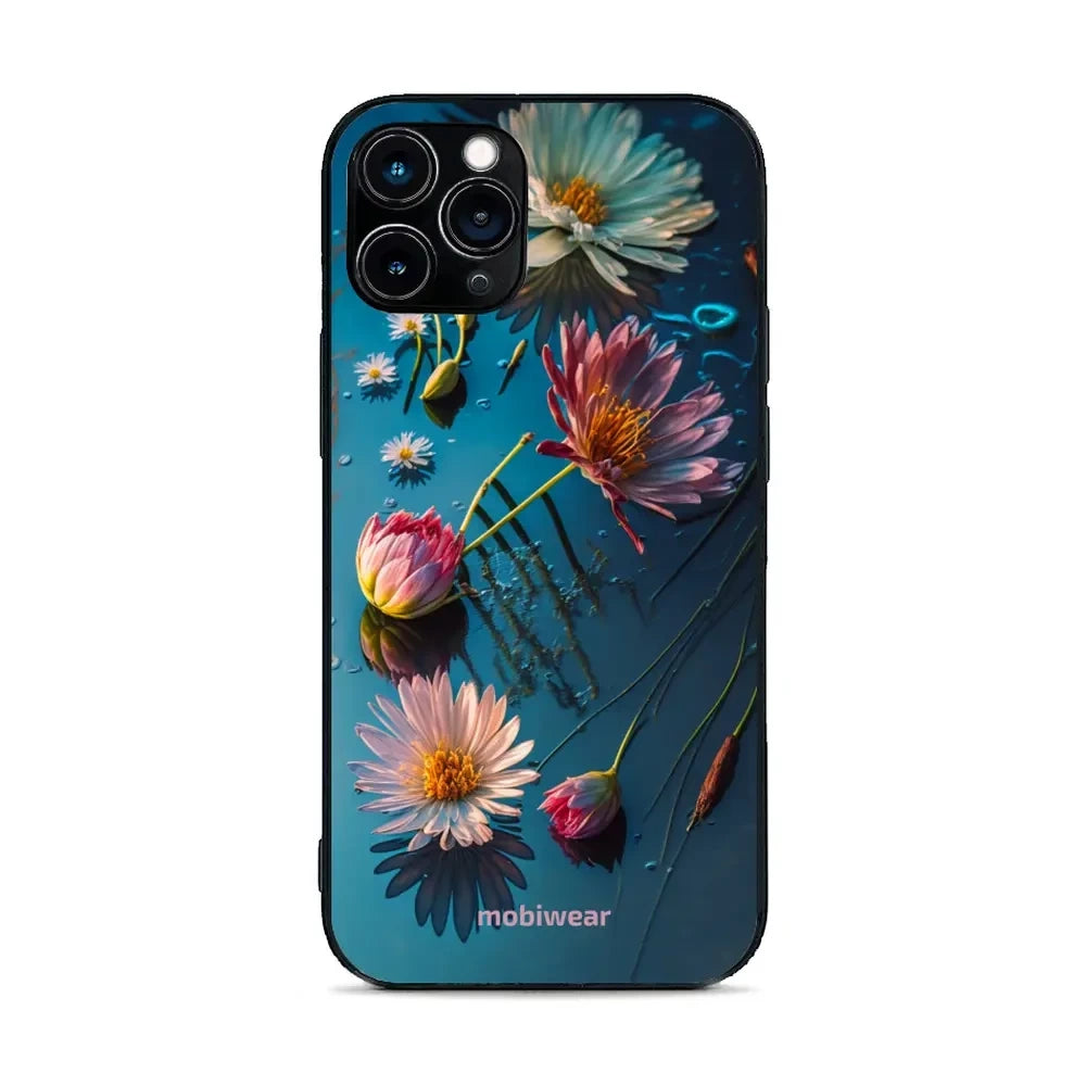 Handyhülle für iPhone 11 Pro, Mobiwear Glossy Case, Blau-Blumig