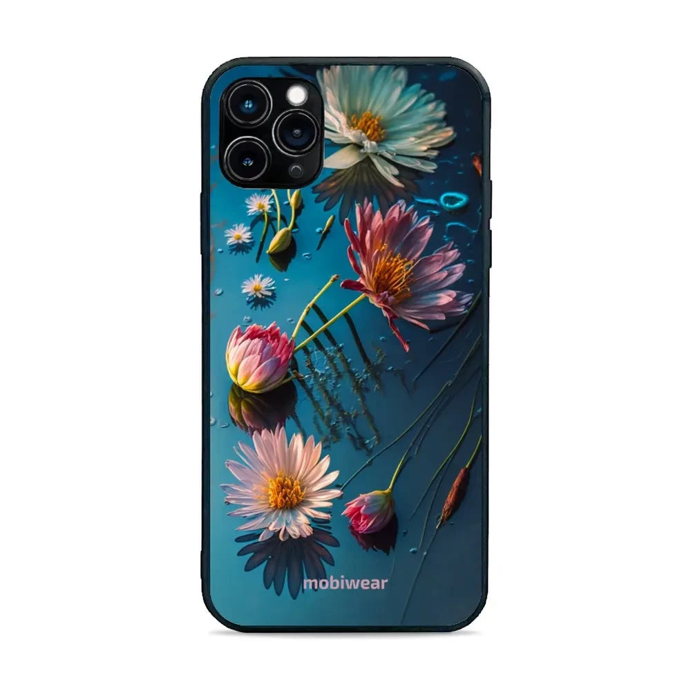 Handyhülle für iPhone 11 Pro Max, Mobiwear Glossy Case, Blau-Blumig