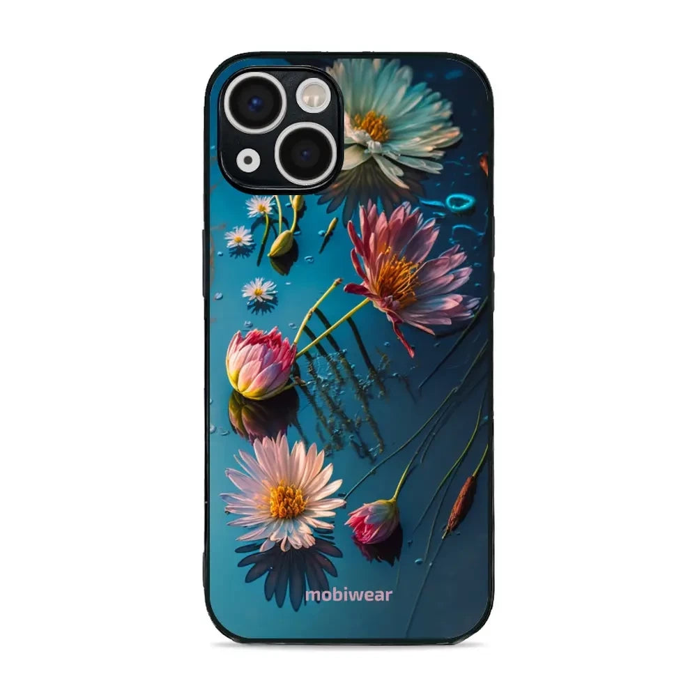 Handyhülle für iPhone 13, Mobiwear Glossy Case, Blau-Blumig