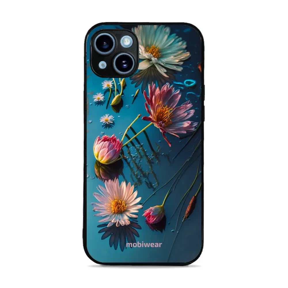 Handyhülle für iPhone 14 Plus, Mobiwear Glossy Case, Blau-Blumig