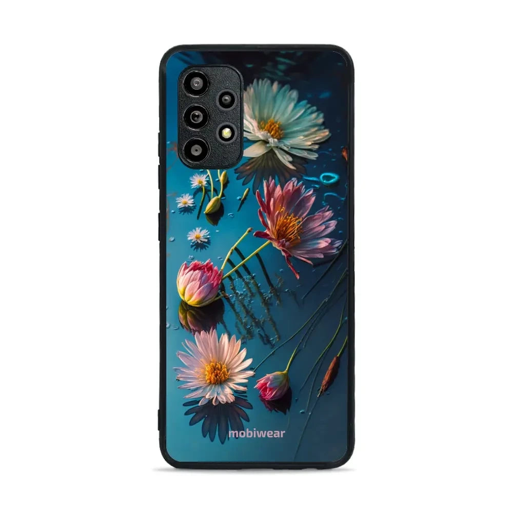 Handyhülle für Galaxy A32 4G, Mobiwear Glossy Case, Blau-Blumig