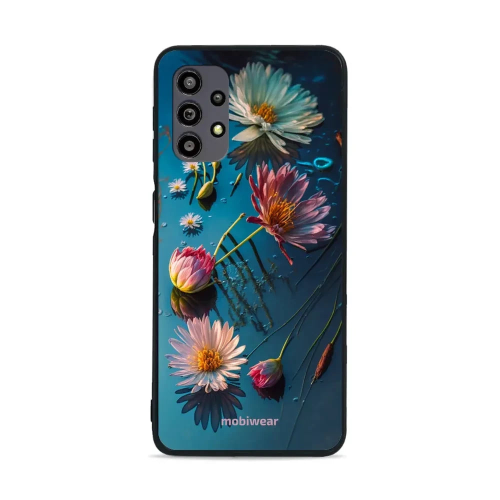 Handyhülle für Galaxy A32 5G, Mobiwear Glossy Case, Blau-Blumig