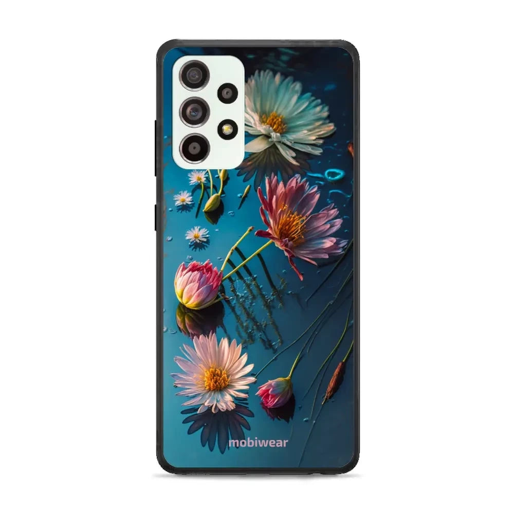 Handyhülle für Galaxy A52, Mobiwear Glossy Case, Blau-Blumig