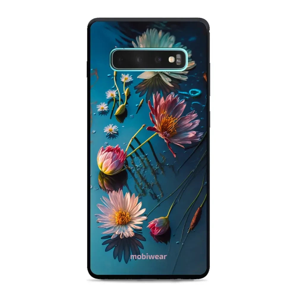 Handyhülle für Galaxy S10 Plus, Mobiwear Glossy Case, Blau-Blumig
