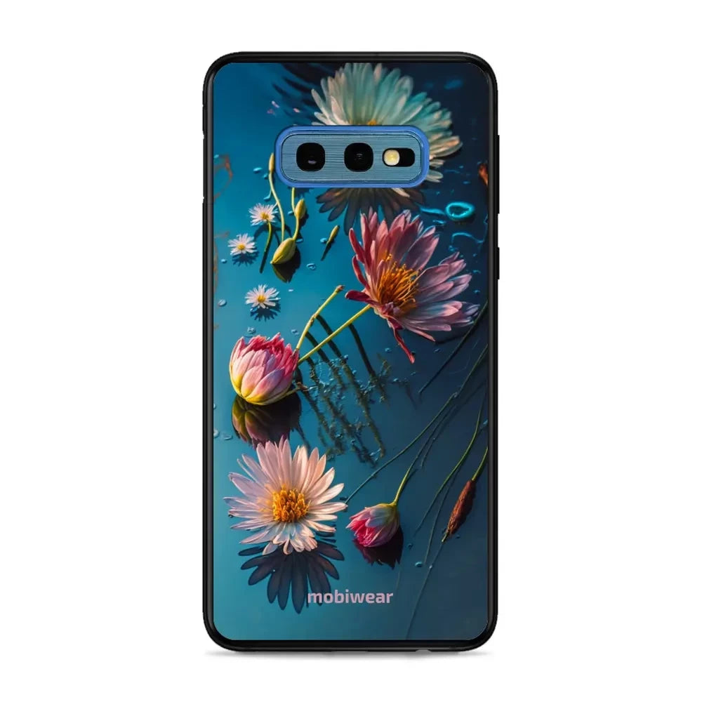 Handyhülle für Galaxy S10e, Mobiwear Glossy Case, Blau-Blumig
