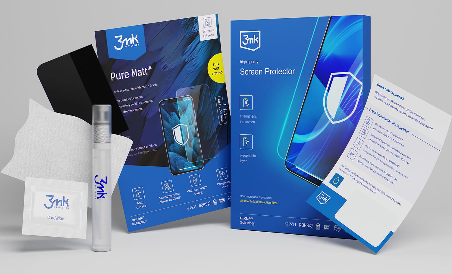 Universelle Rücken/Bildschirmfolie 3mk Pure Matt Pro All-Safe, für jedes Smartphone-Modell
