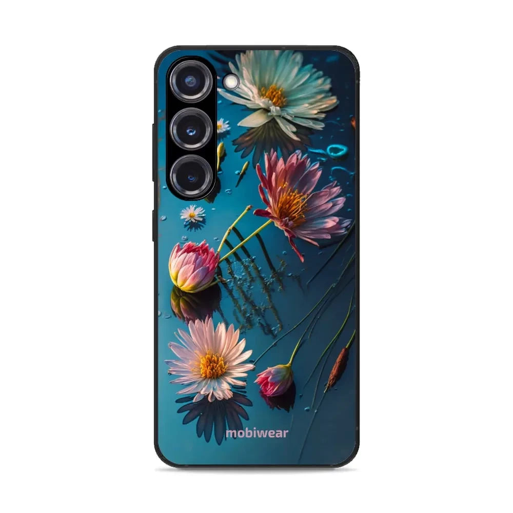 Handyhülle für Galaxy S23 Plus, Mobiwear Glossy Case, Blau-Blumig
