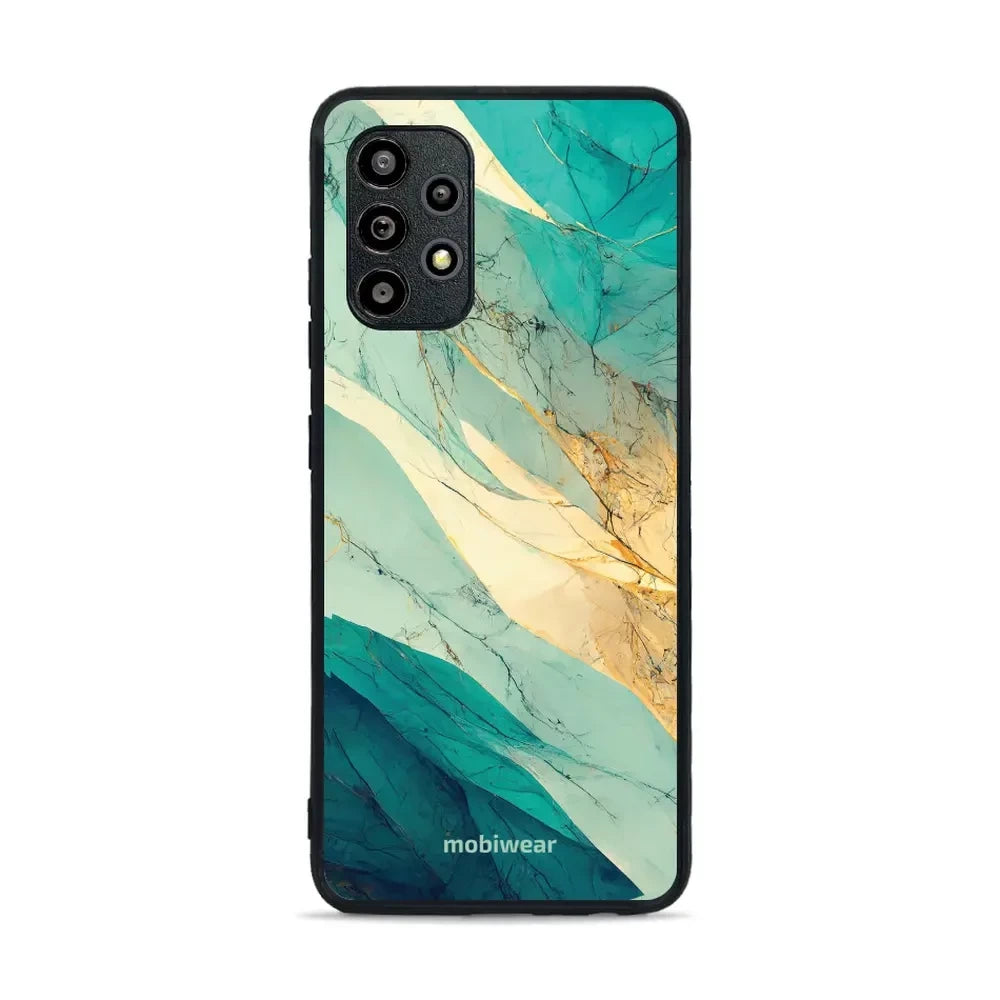 Handyhülle für Galaxy A32 4G, Mobiwear Glossy Case, Türkis-Marmor