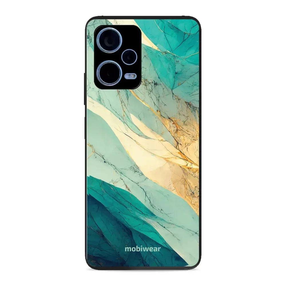 Handyhülle für Xiaomi Redmi Note 12 Pro 5G, Mobiwear Glossy Case, Türkis-Marmor
