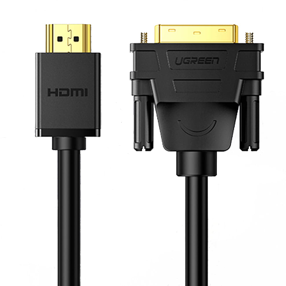 Kabel Ugreen bidirektionales Kabel HDMI - DVI Ugreen 24 + 1 pin FHD 60Hz, 1.5m, Schwarz