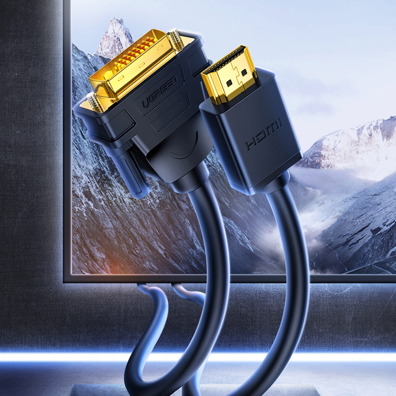 Kabel Ugreen bidirektionales Kabel HDMI - DVI Ugreen 24 + 1 pin FHD 60Hz, 1.5m, Schwarz