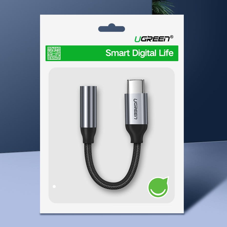 Ugreen Kabel / Adapter Miniklinke auf USB-C Kopfhörer Adapter, 10cm, Grau