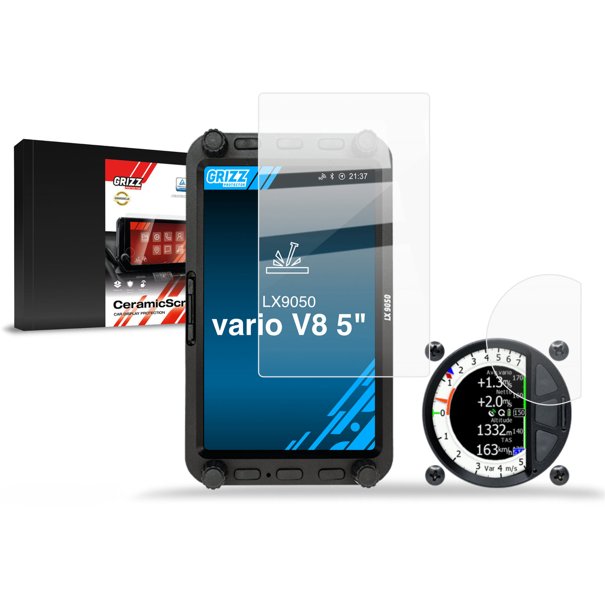 Keramische Autodisplayfolie 2in1 für LX9050 vario V8, Grizz Protector