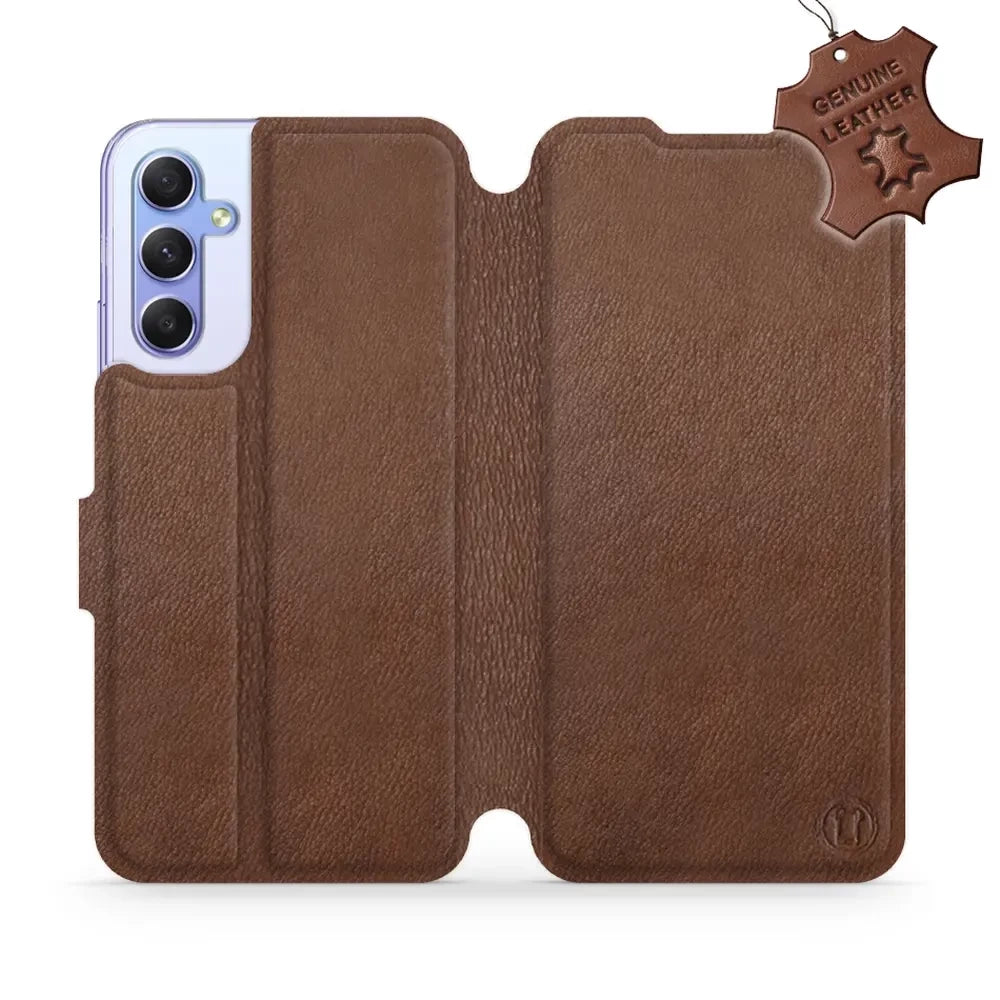 Echtleder Handyhülle für Galaxy A34 5G, Mobiwear Leather, Braun