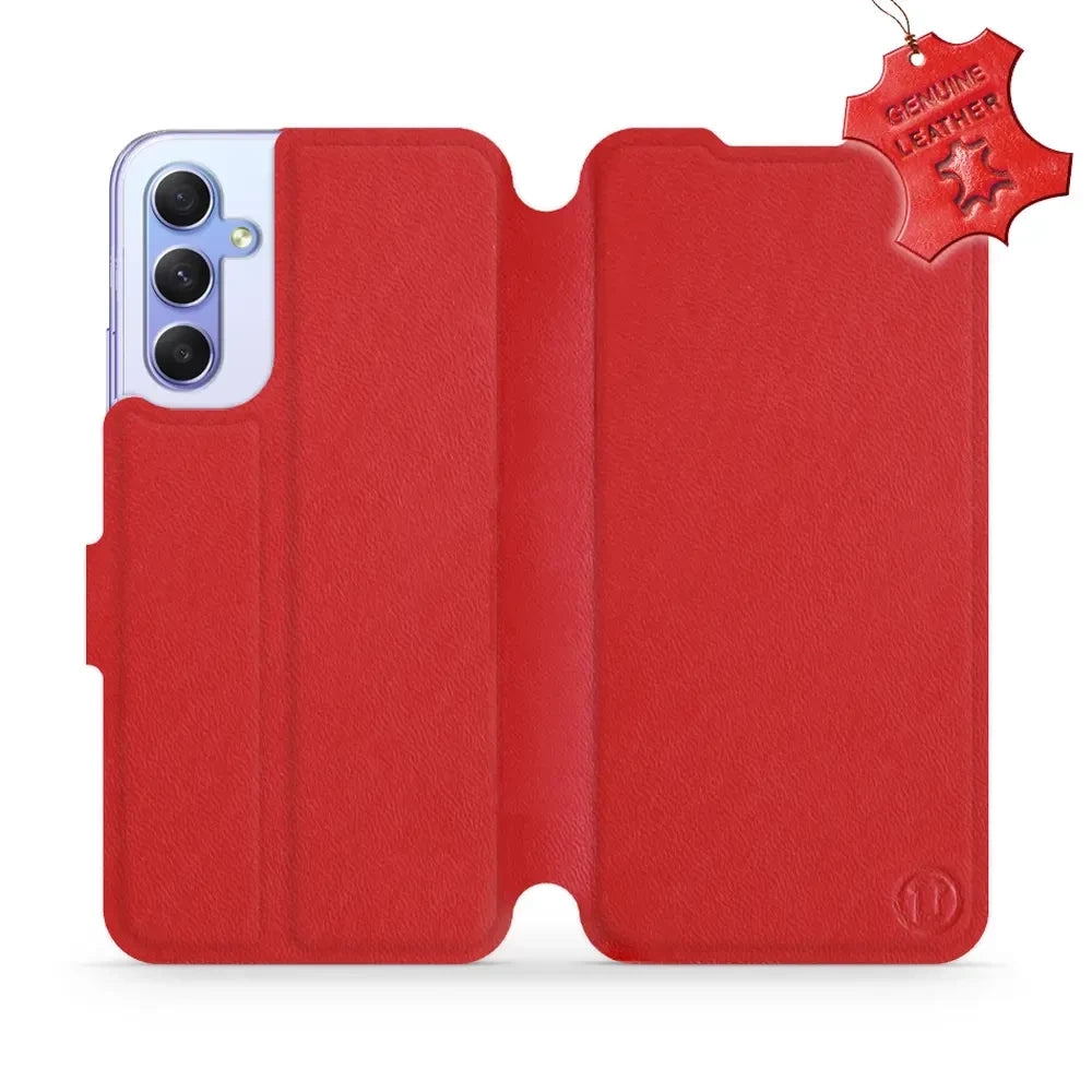 Echtleder Handyhülle für Galaxy A34 5G, Mobiwear Leather, Rot