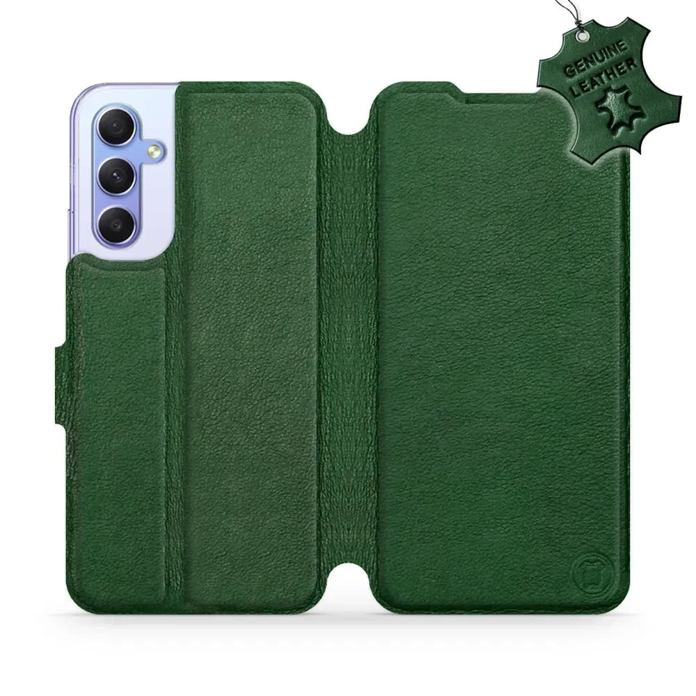 Echtleder Handyhülle für Galaxy A34 5G, Mobiwear Leather, Grün