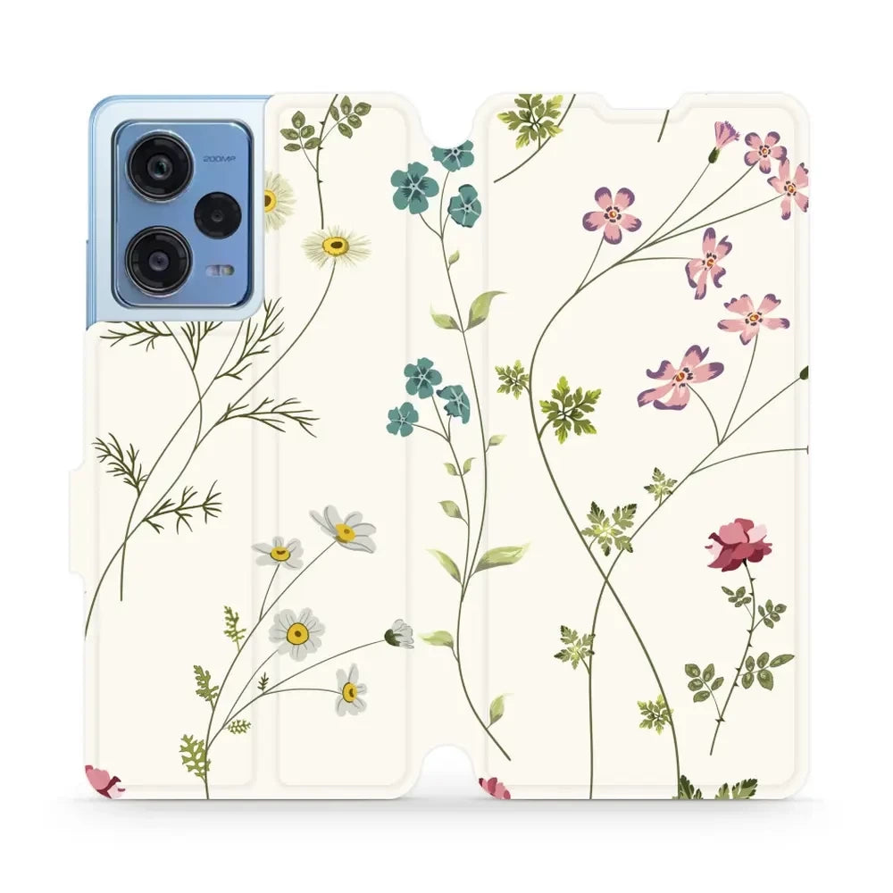 Handyhülle mit klappe für Xiaomi Redmi Note 12 Pro 5G, Mobiwear Book, Feldblumen