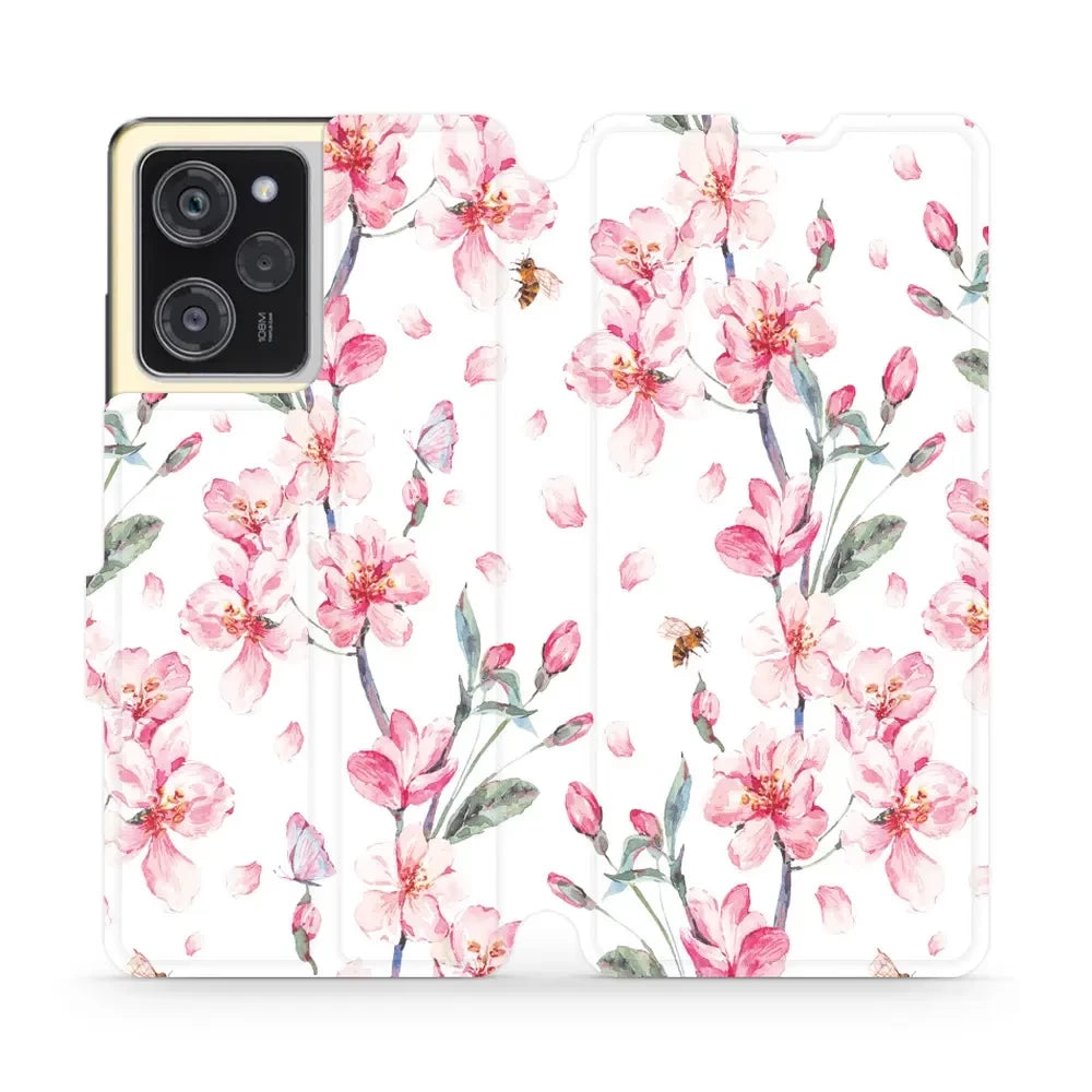 Handyhülle mit klappe für Xiaomi POCO X5 Pro, Mobiwear Book, Rosa Frühling