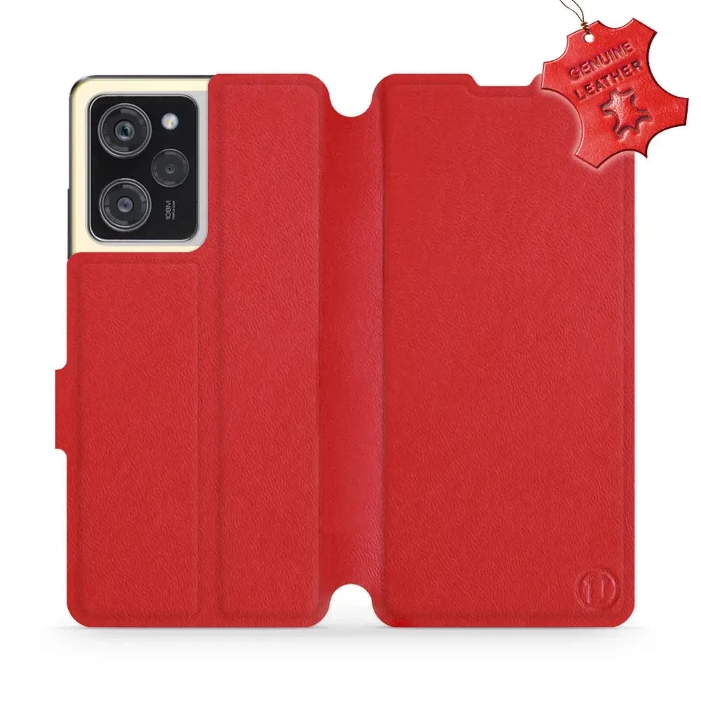 Echtleder Handyhülle für Xiaomi POCO X5 Pro, Mobiwear Leather, Rot