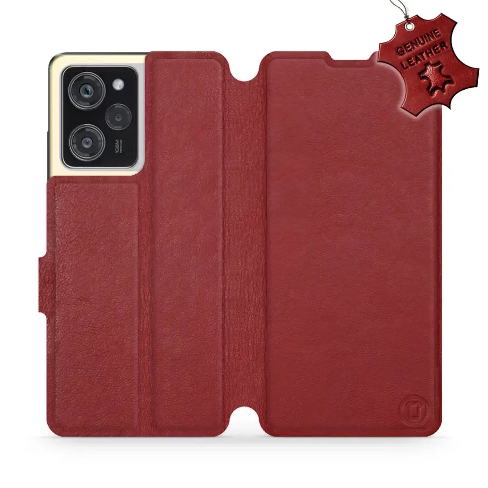 Echtleder Handyhülle für Xiaomi POCO X5 Pro, Mobiwear Leather, Dunkelrot