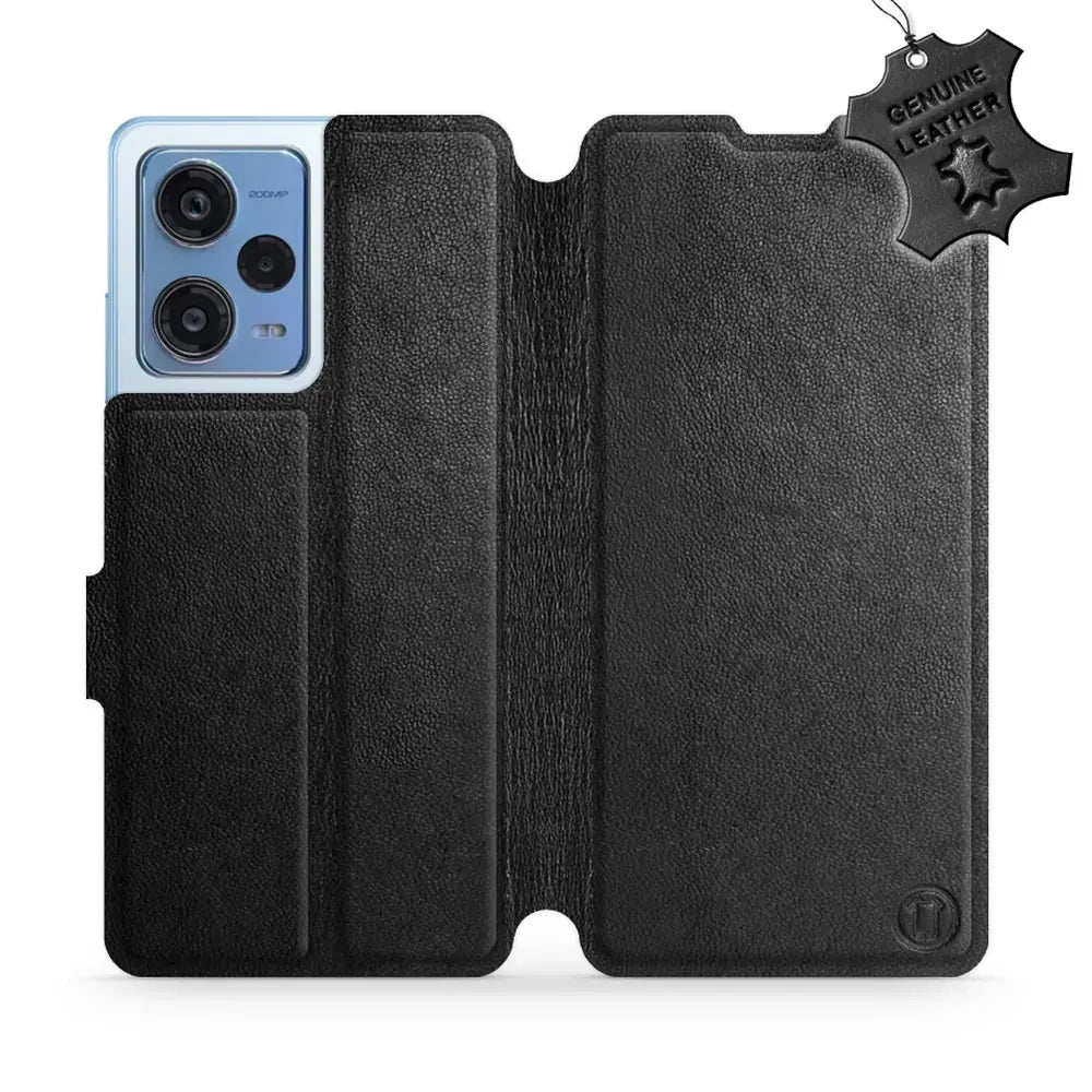 Echtleder Handyhülle für Xiaomi Redmi Note 12 Pro+ 5G, Mobiwear Leather, Schwarz