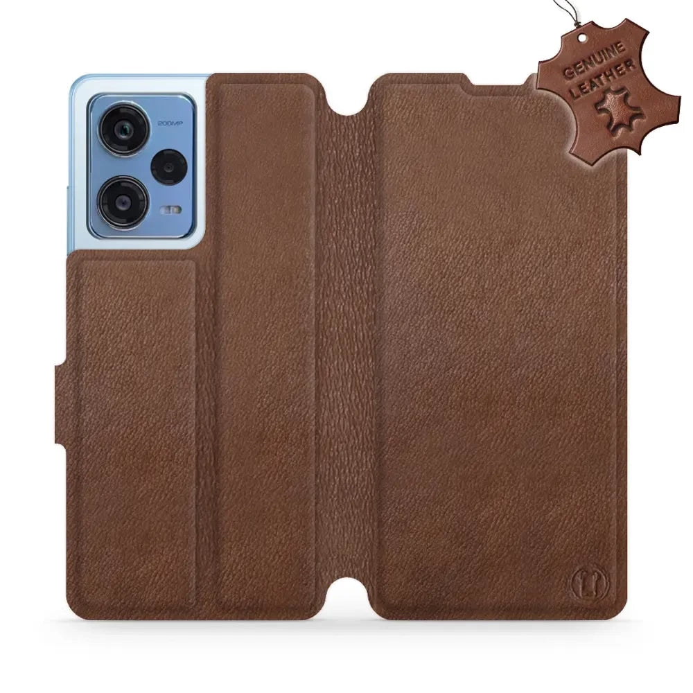Echtleder Handyhülle für Xiaomi Redmi Note 12 Pro+ 5G, Mobiwear Leather, Braun
