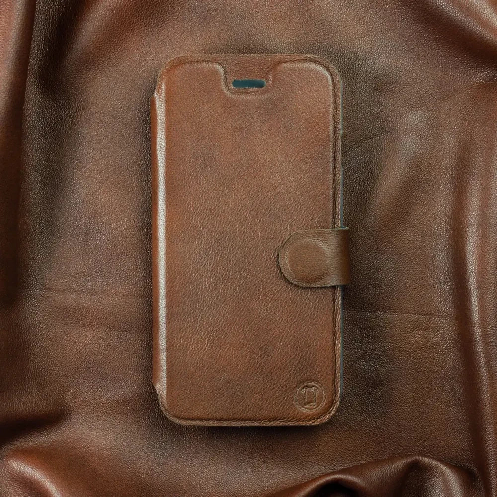 Echtleder Handyhülle für Xiaomi Redmi Note 12 Pro+ 5G, Mobiwear Leather, Braun