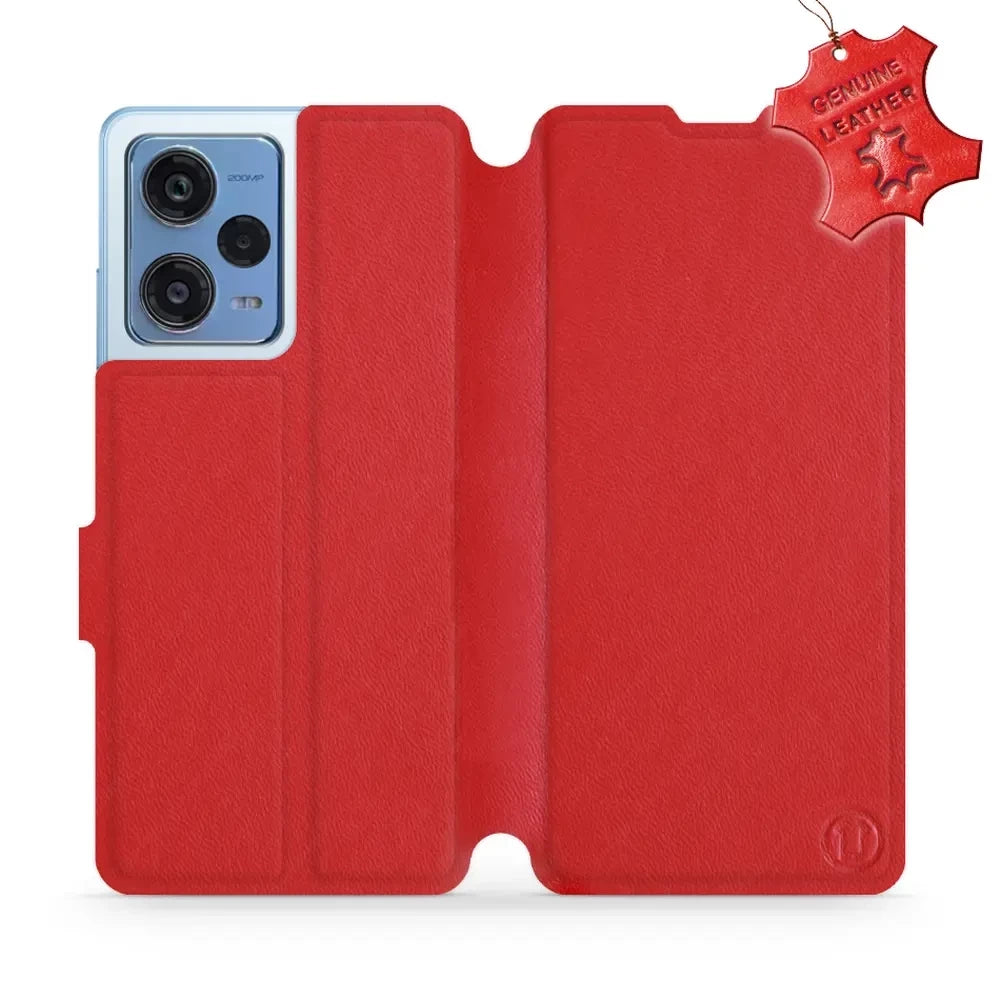 Echtleder Handyhülle für Xiaomi Redmi Note 12 Pro+ 5G, Mobiwear Leather, Rot