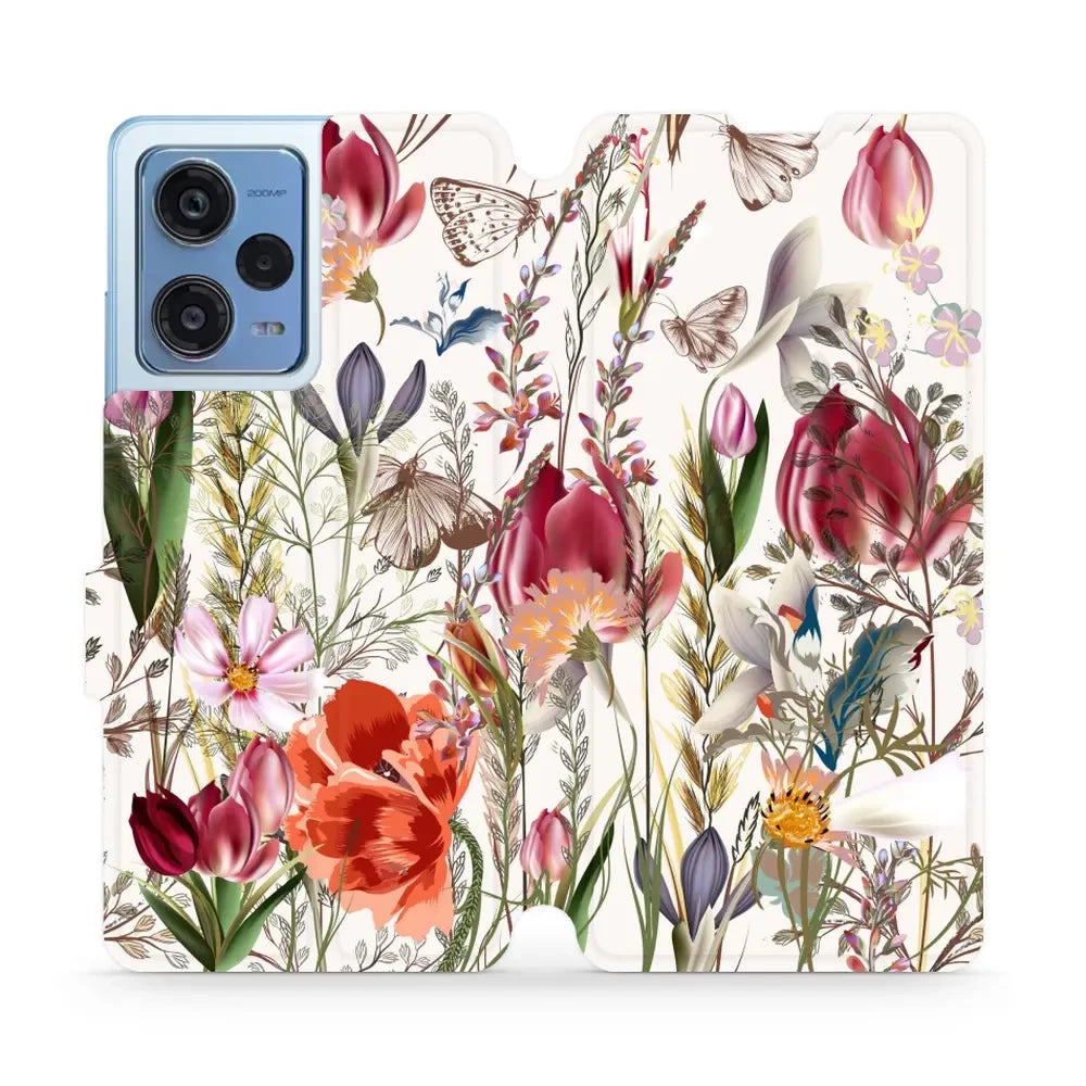 Handyhülle mit klappe für Xiaomi Redmi Note 12 Pro+ 5G, Mobiwear Book, Blumenstrauß