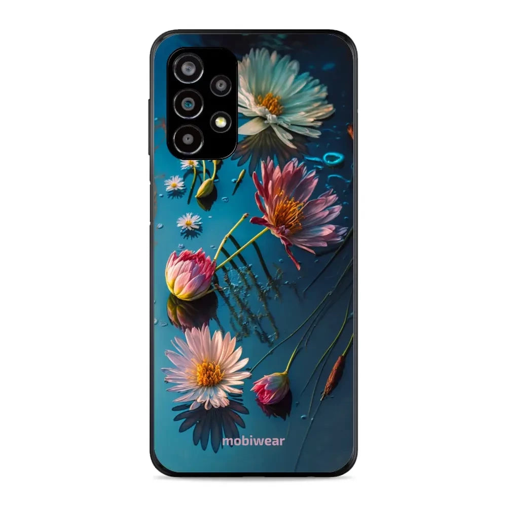 Handyhülle für Galaxy A23 4G, Mobiwear Glossy Case, Blau-Blumig