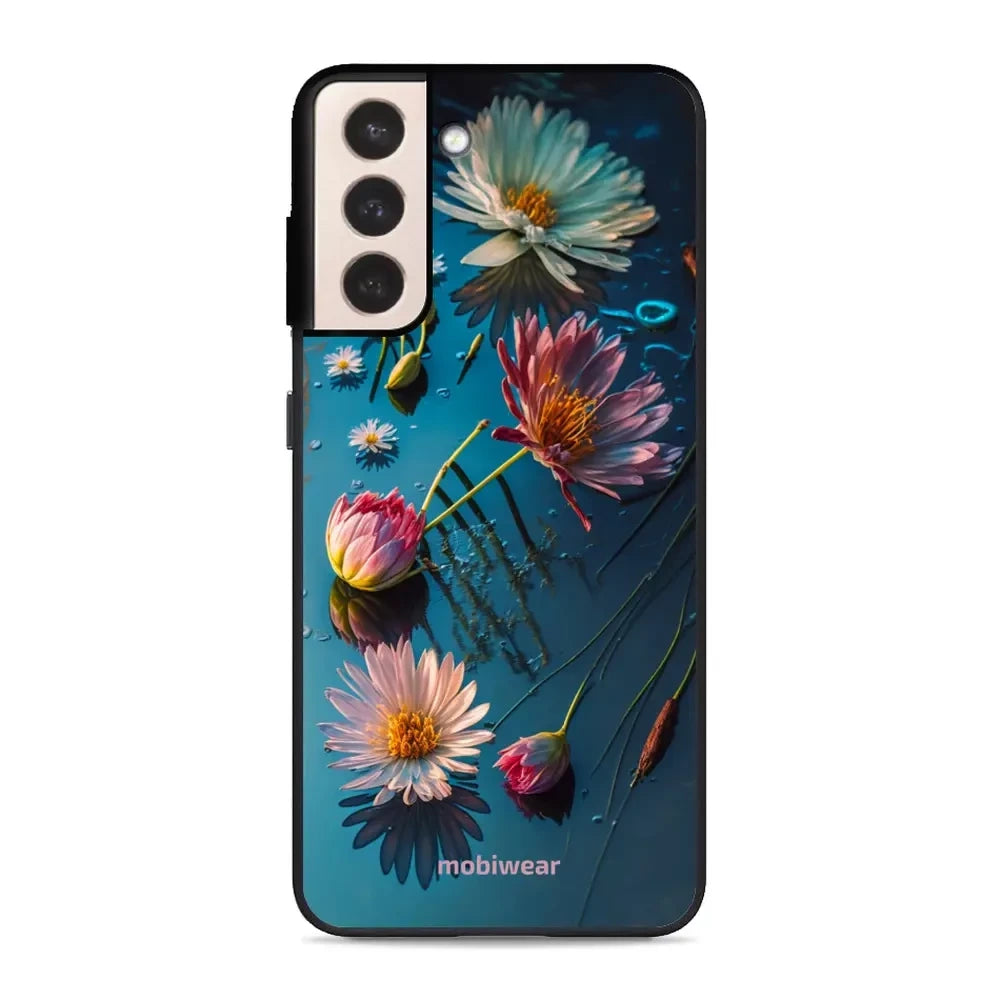 Handyhülle für Galaxy S21 Plus, Mobiwear Glossy Case, Blau-Blumig