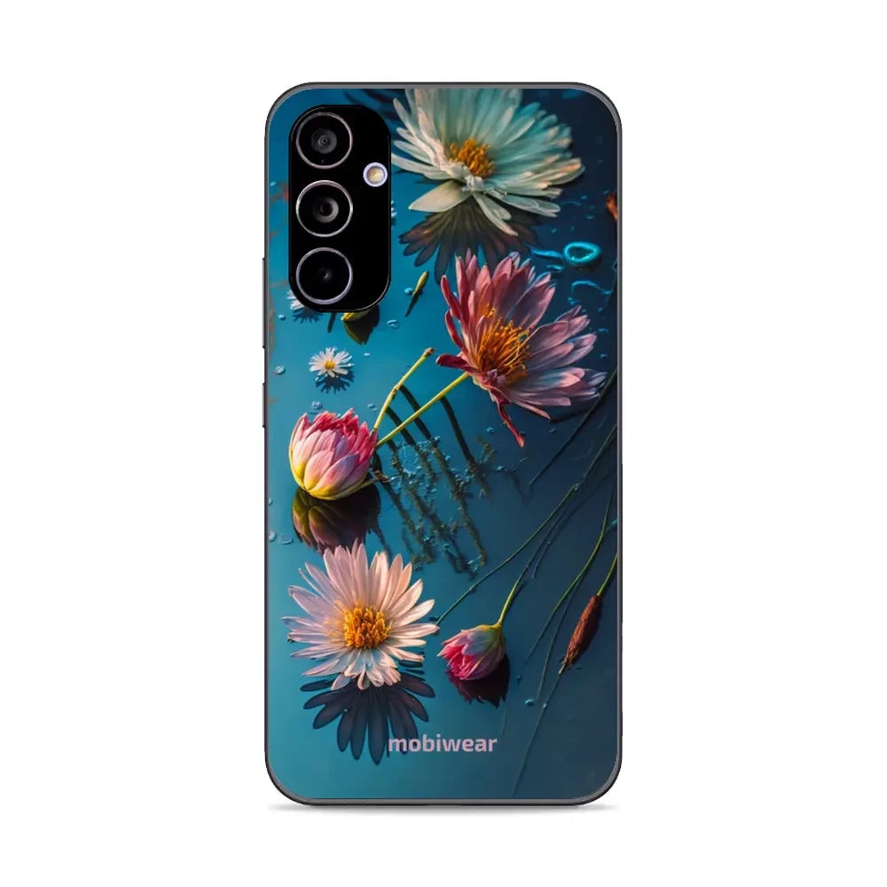 Handyhülle für Galaxy A34 5G, Mobiwear Glossy Case, Blau-Blumig