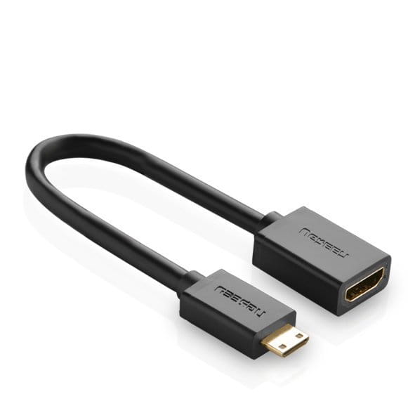 Adapterkabel HDMI (Buchse) - mini HDMI (Stecker), Ugreen 4K, 60Hz, 10 Gbps, 22 cm, Schwarz