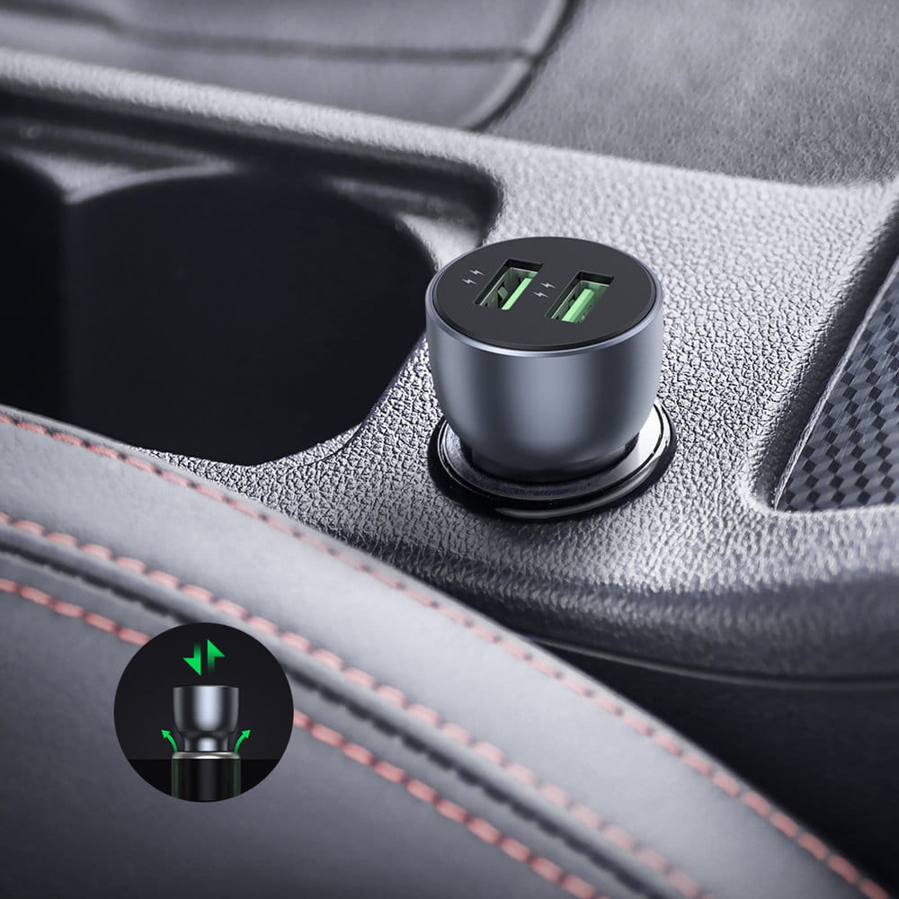 Autoladegerät Ugreen CD213 36W, 2x USB-A, QC 3.0, Grau