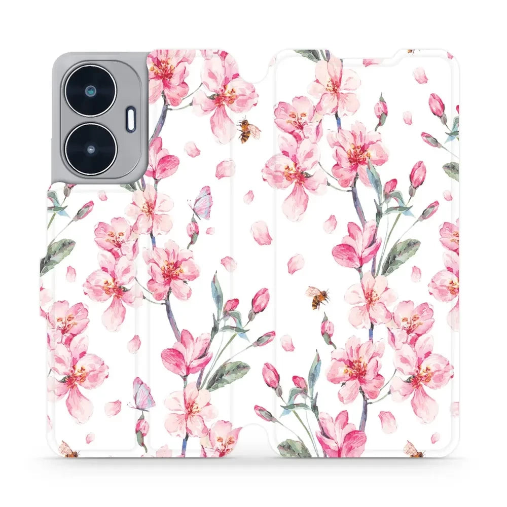 Handyhülle mit klappe für Realme C55, Mobiwear Book, Rosa Frühling