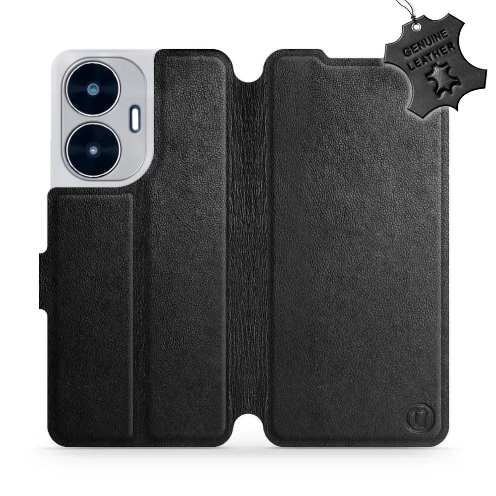 Echtleder Handyhülle für Realme C55, Mobiwear Leather, Schwarz