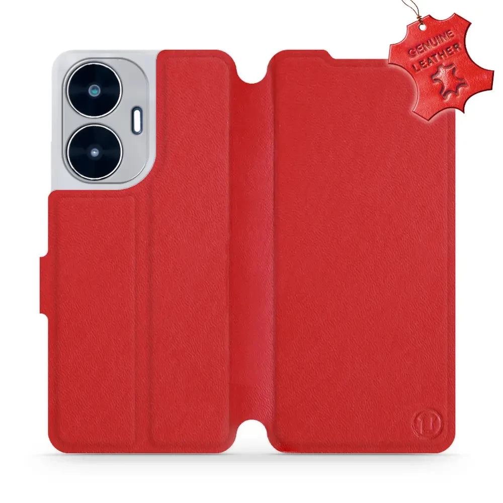 Echtleder Handyhülle für Realme C55, Mobiwear Leather, Rot