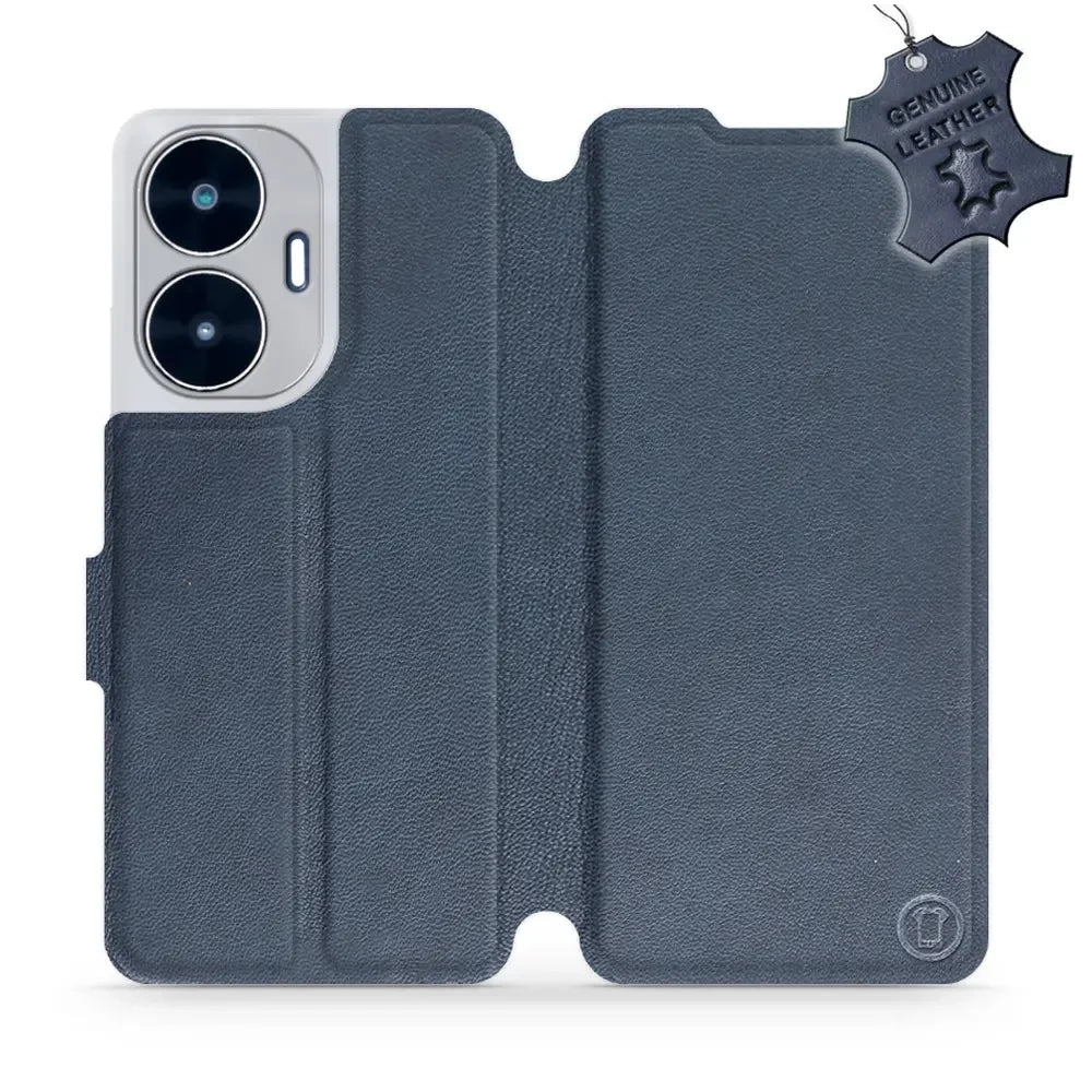 Echtleder Handyhülle für Realme C55, Mobiwear Leather, Dunkelblau