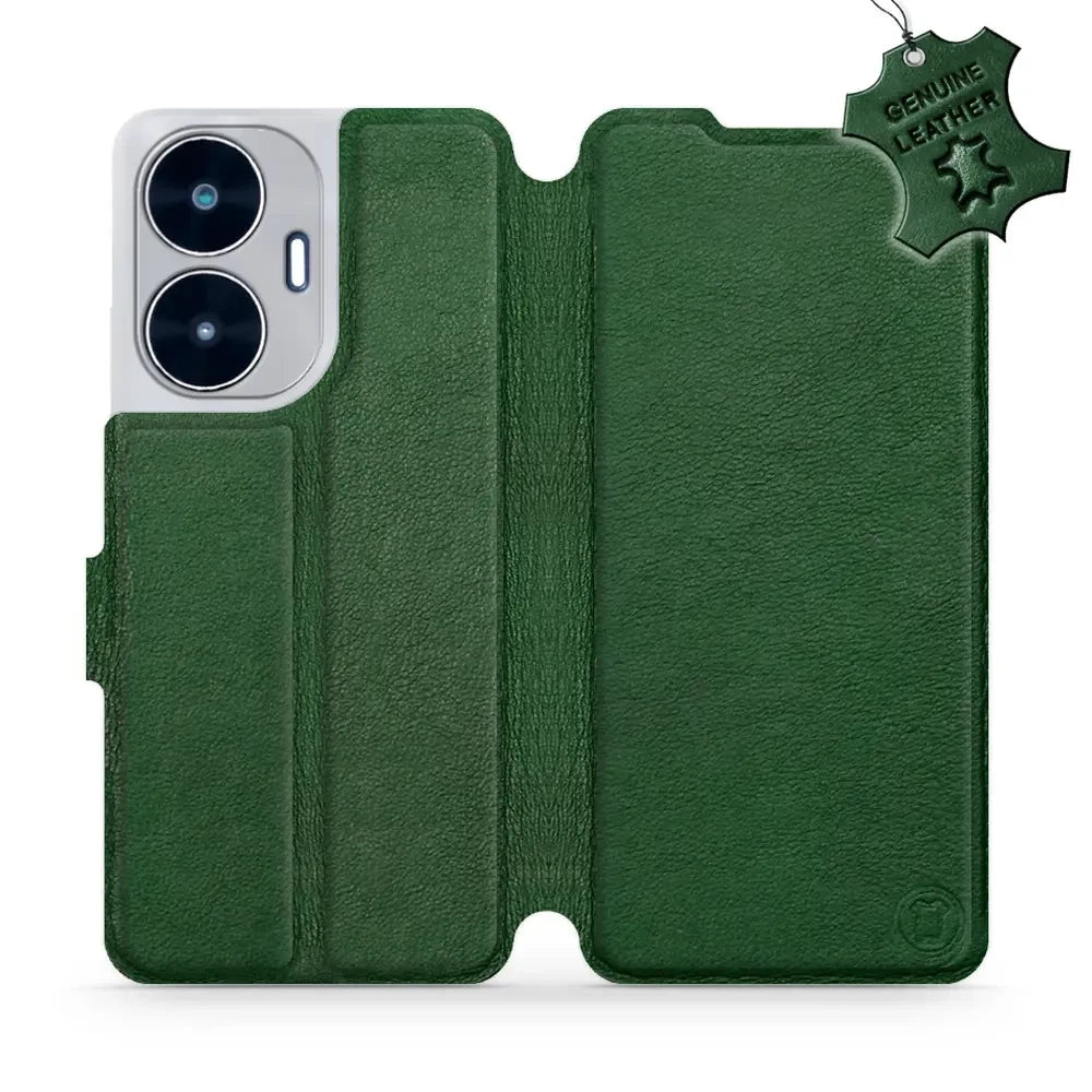 Echtleder Handyhülle für Realme C55, Mobiwear Leather, Grün