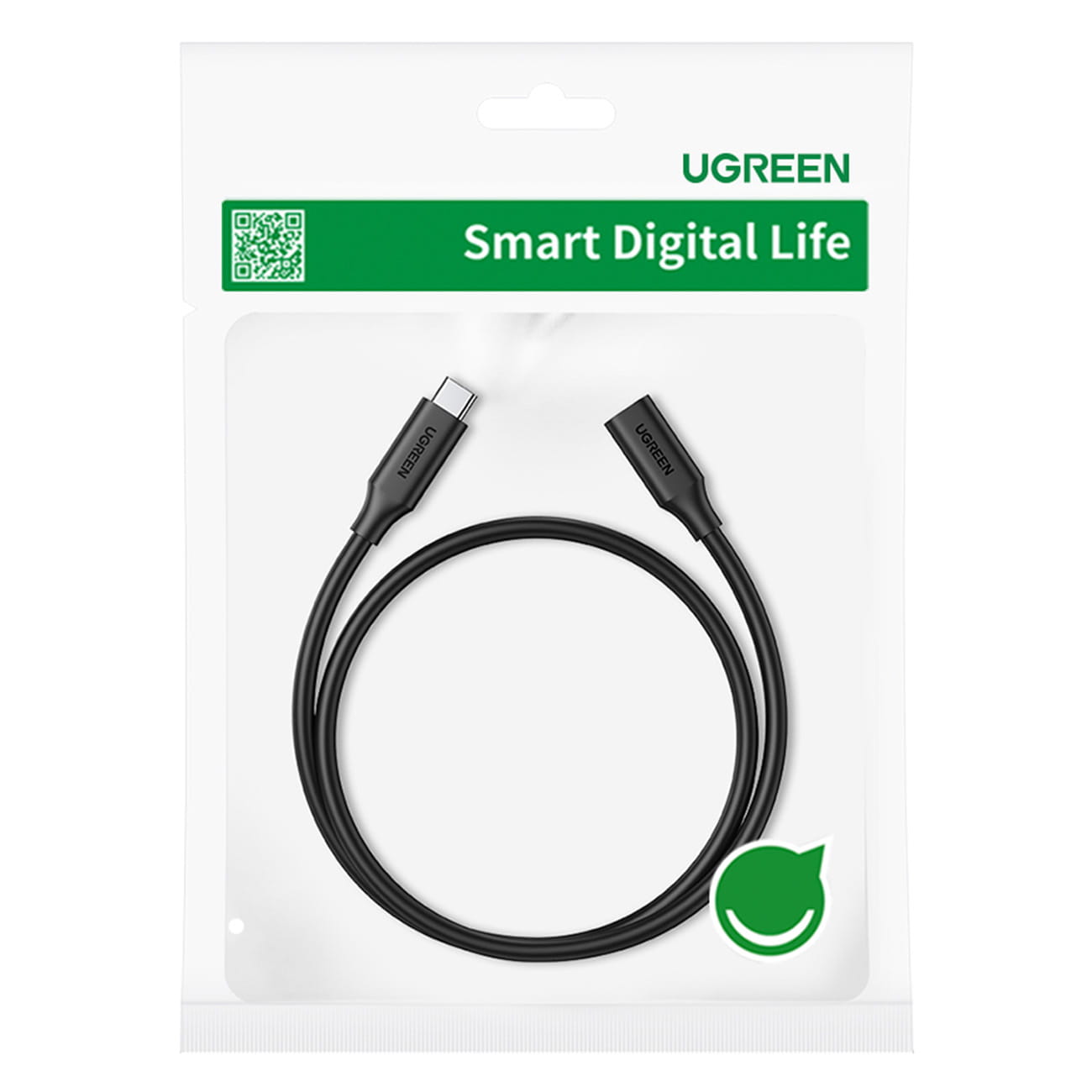 Ugreen 100W, 10Gbps USB-C (Stecker) zu USB-C (Buchse) Lade- und Datenkabel/Verlängerer, PD, QC, 1m, Schwarz