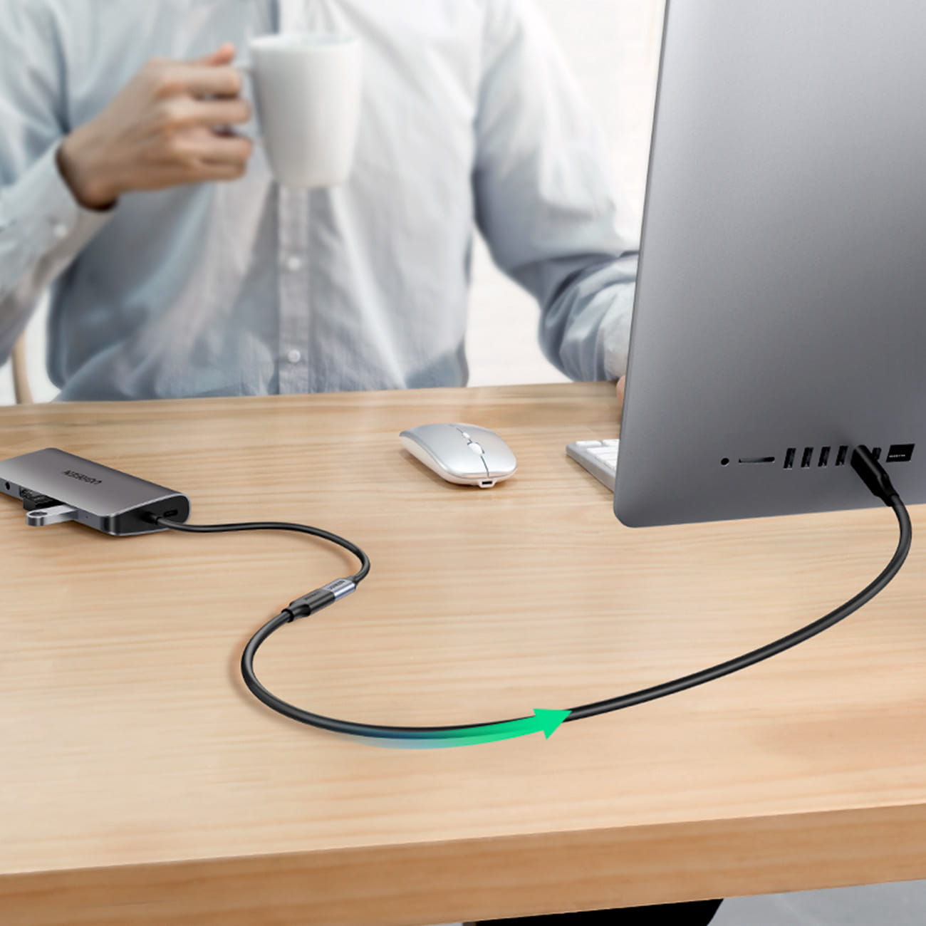 Ugreen 100W, 10Gbps USB-C (Stecker) zu USB-C (Buchse) Lade- und Datenkabel/Verlängerer, PD, QC, 1m, Schwarz