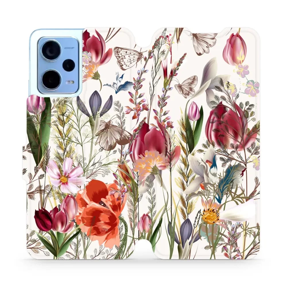 Handyhülle mit klappe für Xiaomi Redmi Note 12 5G, Mobiwear Book, Blumenstrauß