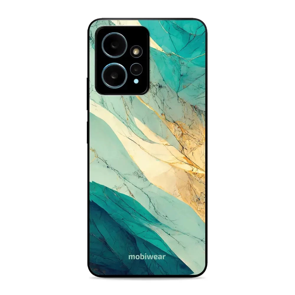 Handyhülle für Xiaomi Redmi Note 12 4G, Mobiwear Glossy Case, Türkis-Marmor