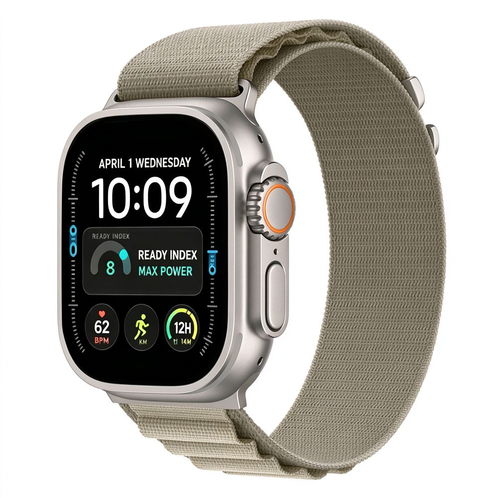 Armband für Apple Watch 49/46/45/44 mm, Tech Protect Nylon Pro, Titan/Olive (2/8)