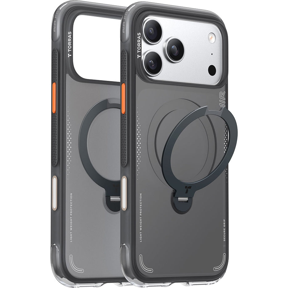 Handyhülle mit 360° drehbarem Standfuß für iPhone 18 Pro Max / 17 Pro Max, Torras Ostand Q3 Air mit MagSafe, Schwarz (2/8)