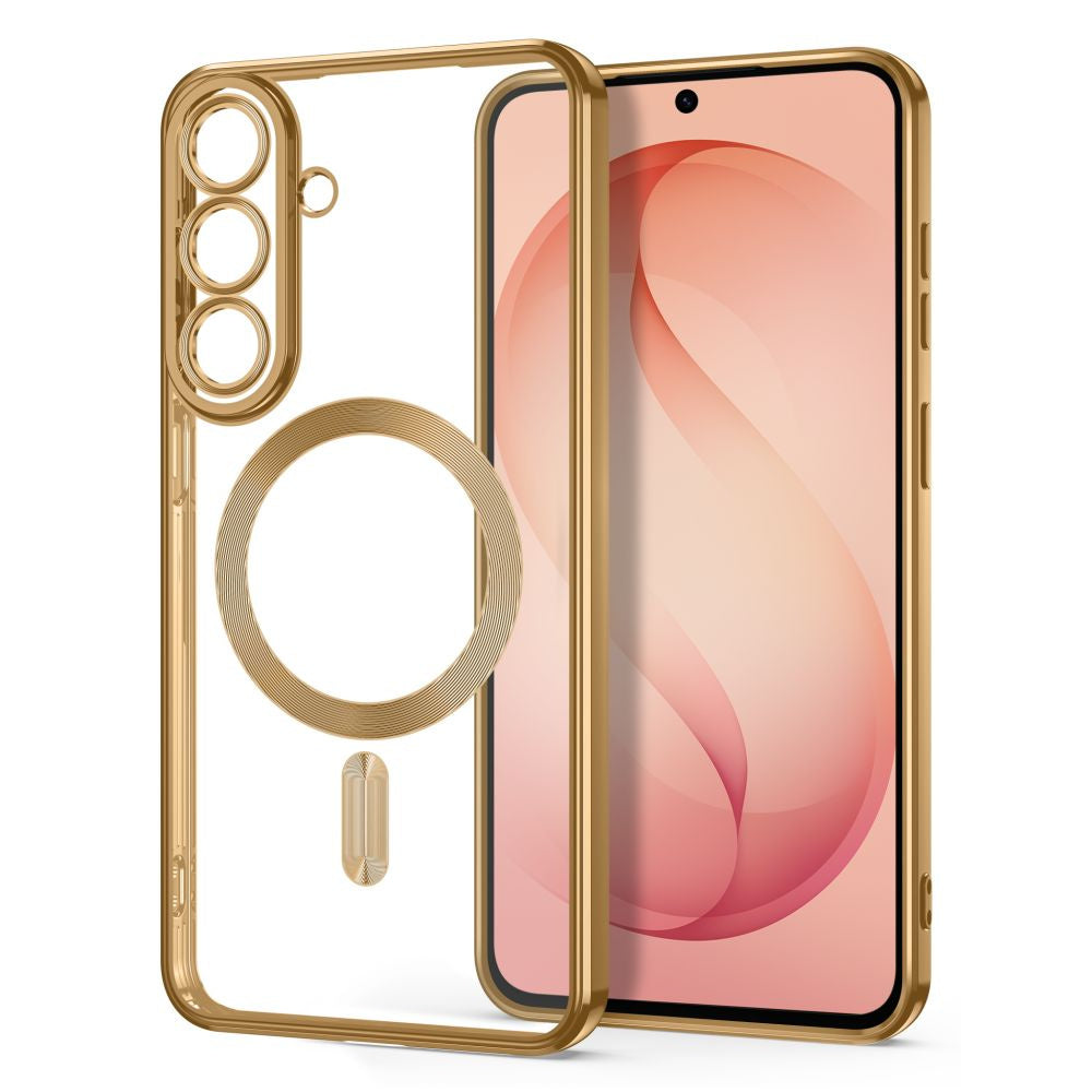 Handyhülle mit Kameraabdeckung für Galaxy S26 FE, Tech-Protect MagFlex für MagSafe, Transparent und Gold (2/9)