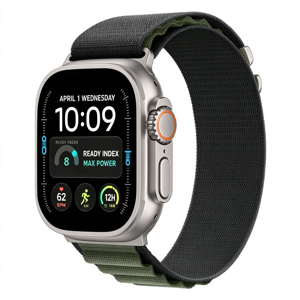 Armband für Apple Watch 49/46/45/44 mm, Tech Protect Nylon Pro, Schwarz-Grün (2/7)