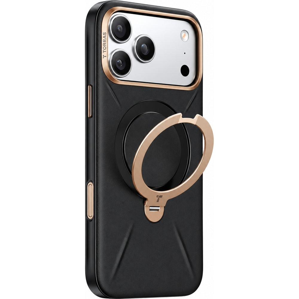 Handyhülle für iPhone 18 Pro / 17 Pro Torras Ostand Q3 VegSkin, Schwarz (2/10)