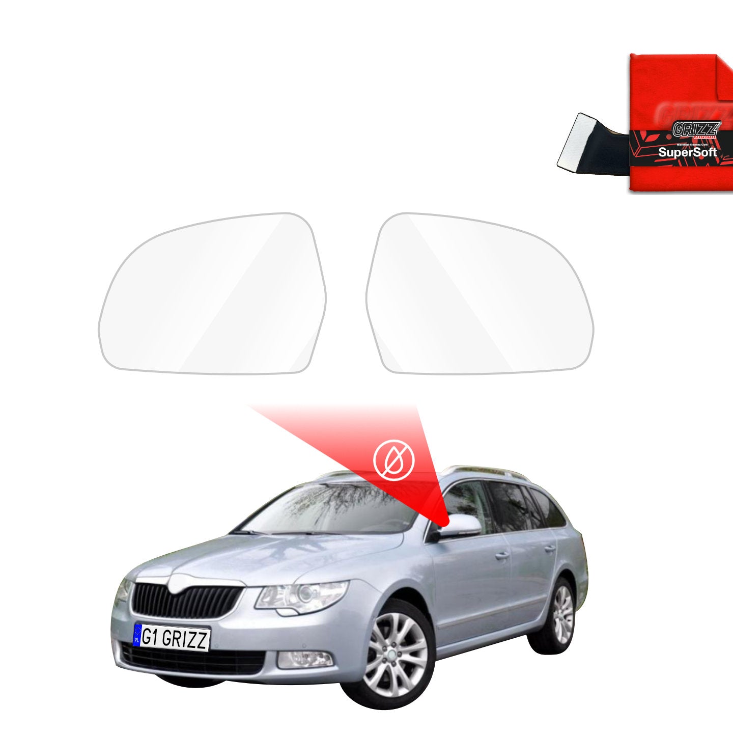 Regenschutzfolie Grizz Protector für Außenspiegel - Skoda Superb 2 Kombi (2009-2013)