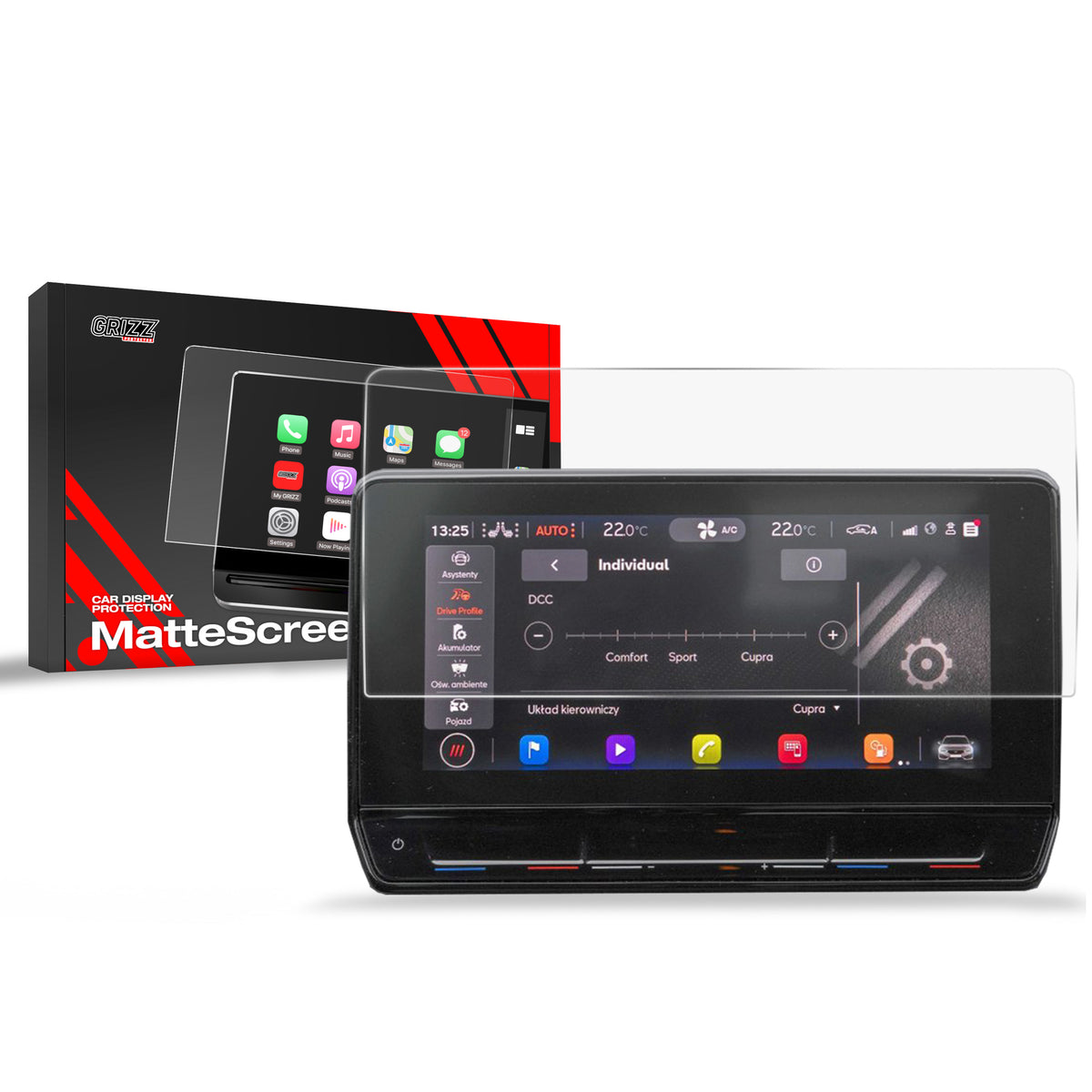 Matte Autodisplayfolie für Cupra Formentor 10" (2020-2024), Grizz Protector, 2 Stück